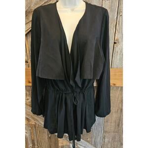 Asos sz 18 minimalist whimsigoth black Layered tie front cardigan tunic womens